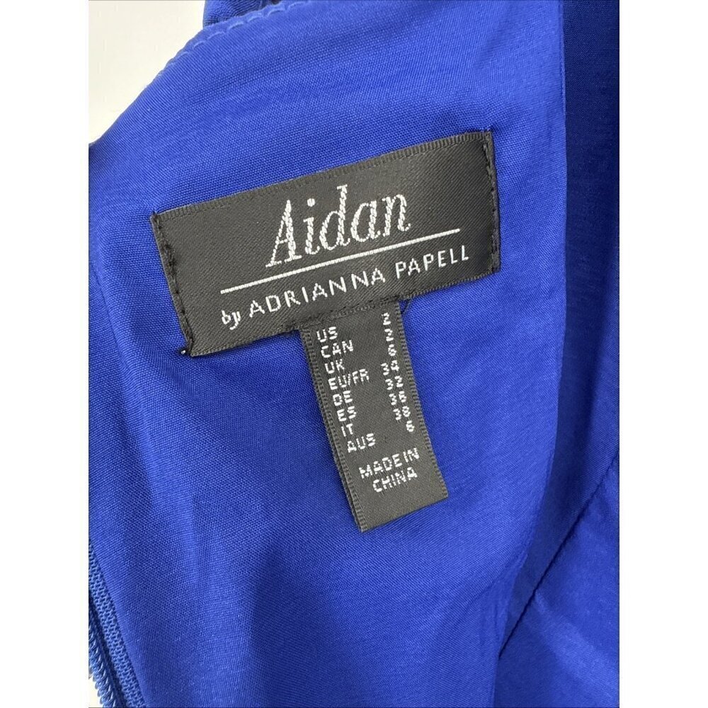 NWT Aidan by Adrianna Papell Cobalt Blue Fringe Midi Dress – Size 2 - Picture 11 of 16